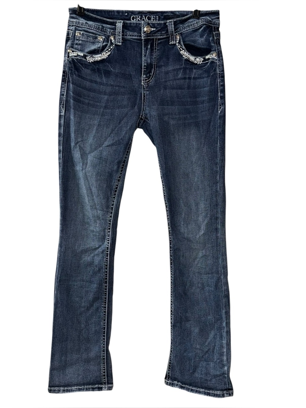 Grace in LA stretch bootcut jeans with embellishments embroidery women’s sz 28 - Picture 5 of 15